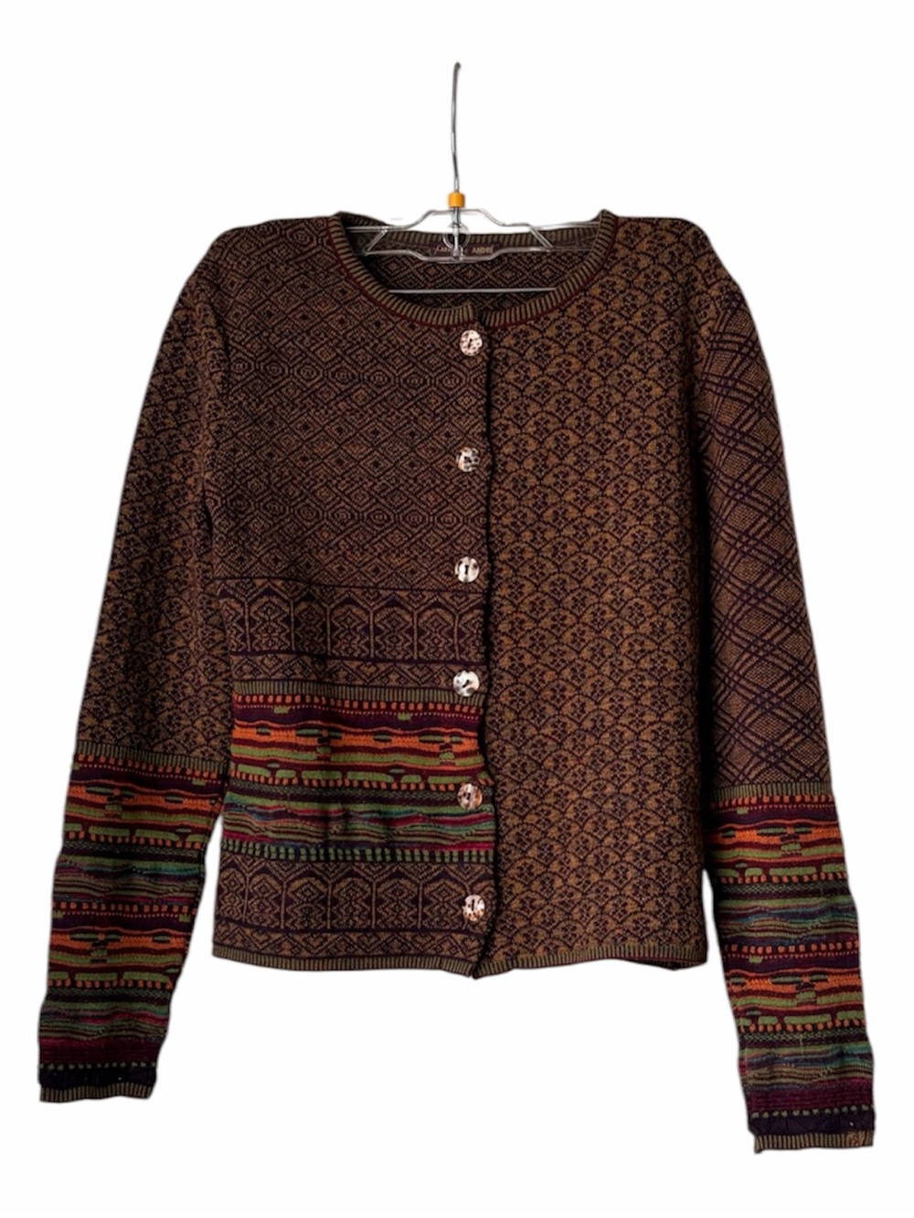 Catherine André Wool Blend Jacquard Cardigan Made in France M